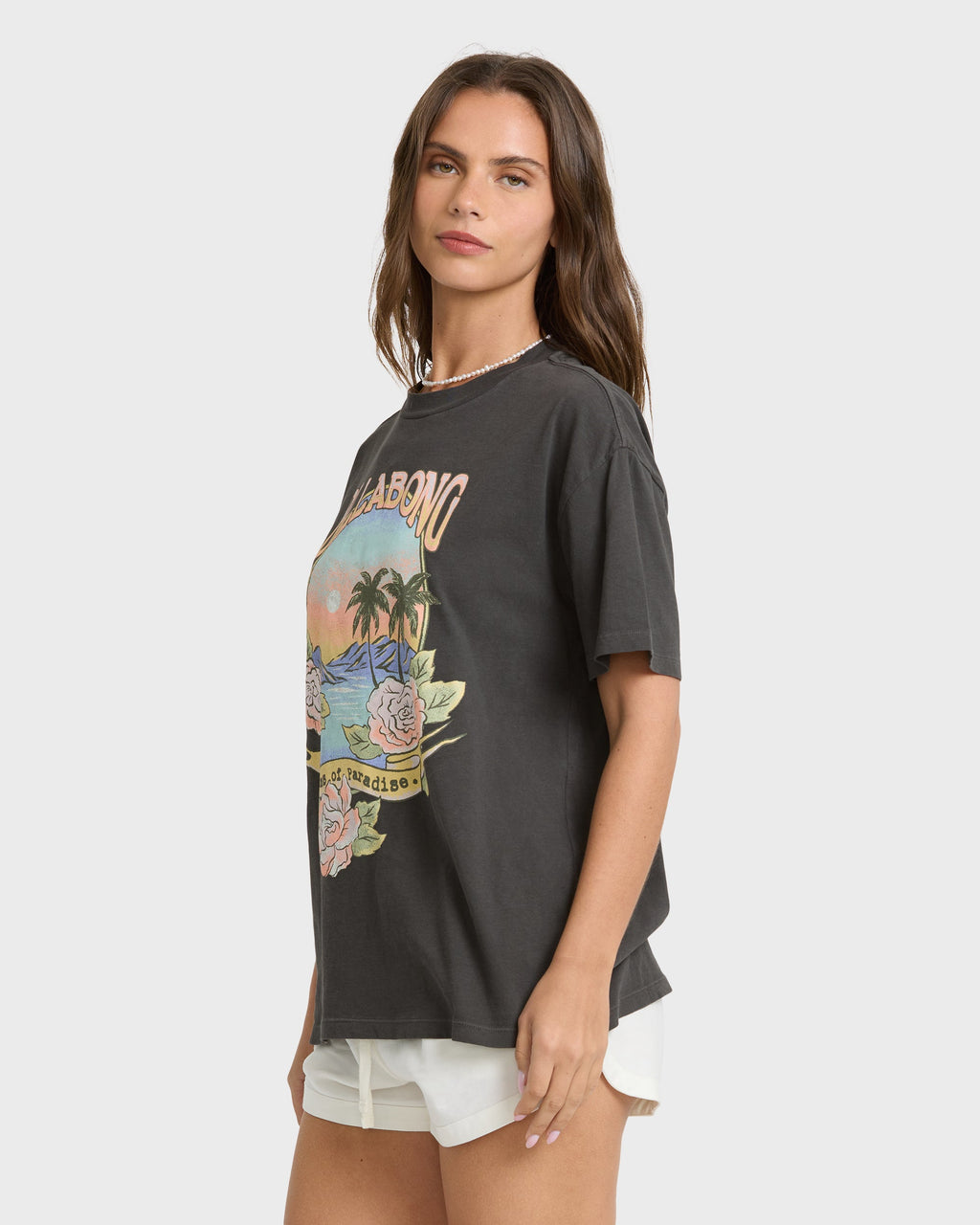 Dreamy Memories Short Sleeve Cotton T-Shirt - Off Black