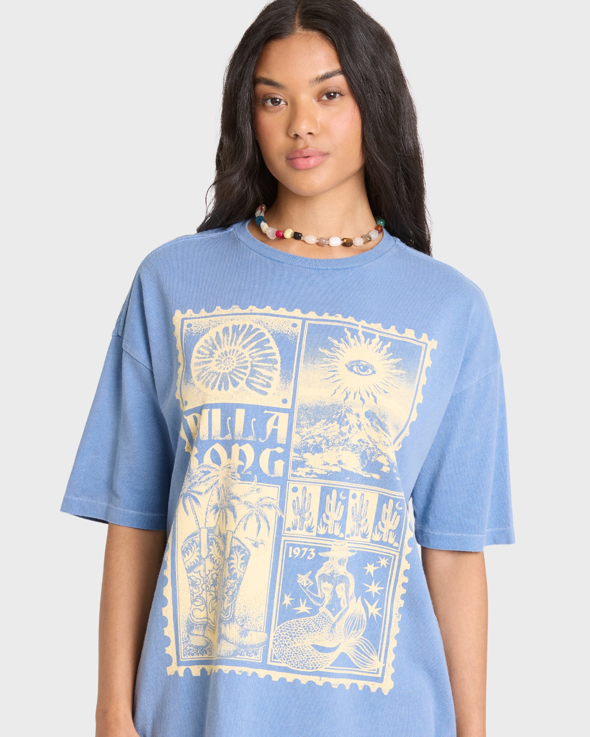 Across Skies Short Sleeve Cotton T-Shirt - Blue Horizon