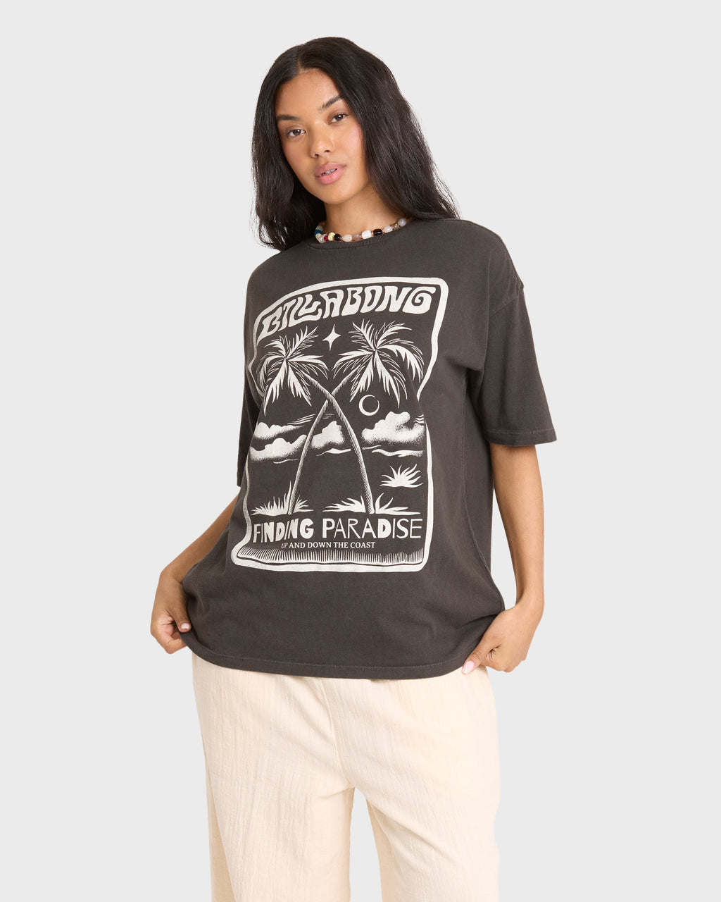 Tropical Filmore Short Sleeve Knit Graphic T-Shirt - Off Black