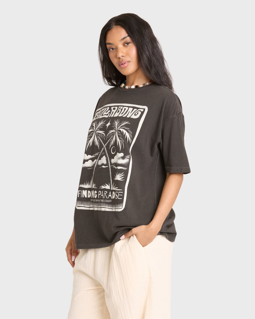 Tropical Filmore Short Sleeve Knit Graphic T-Shirt - Off Black