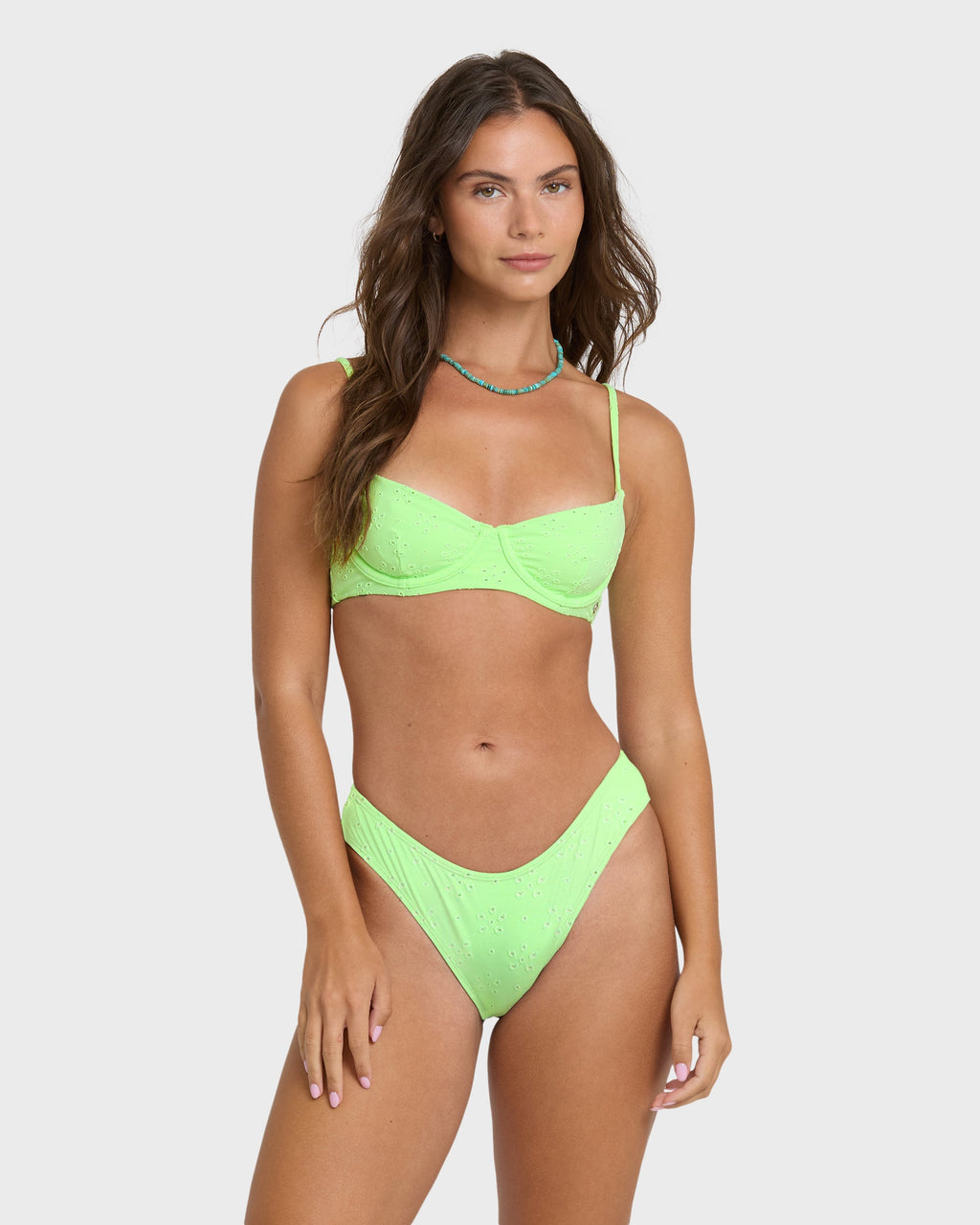 Simply Sweet Eyelet Helena Underwire Bikini Top - Green Glow