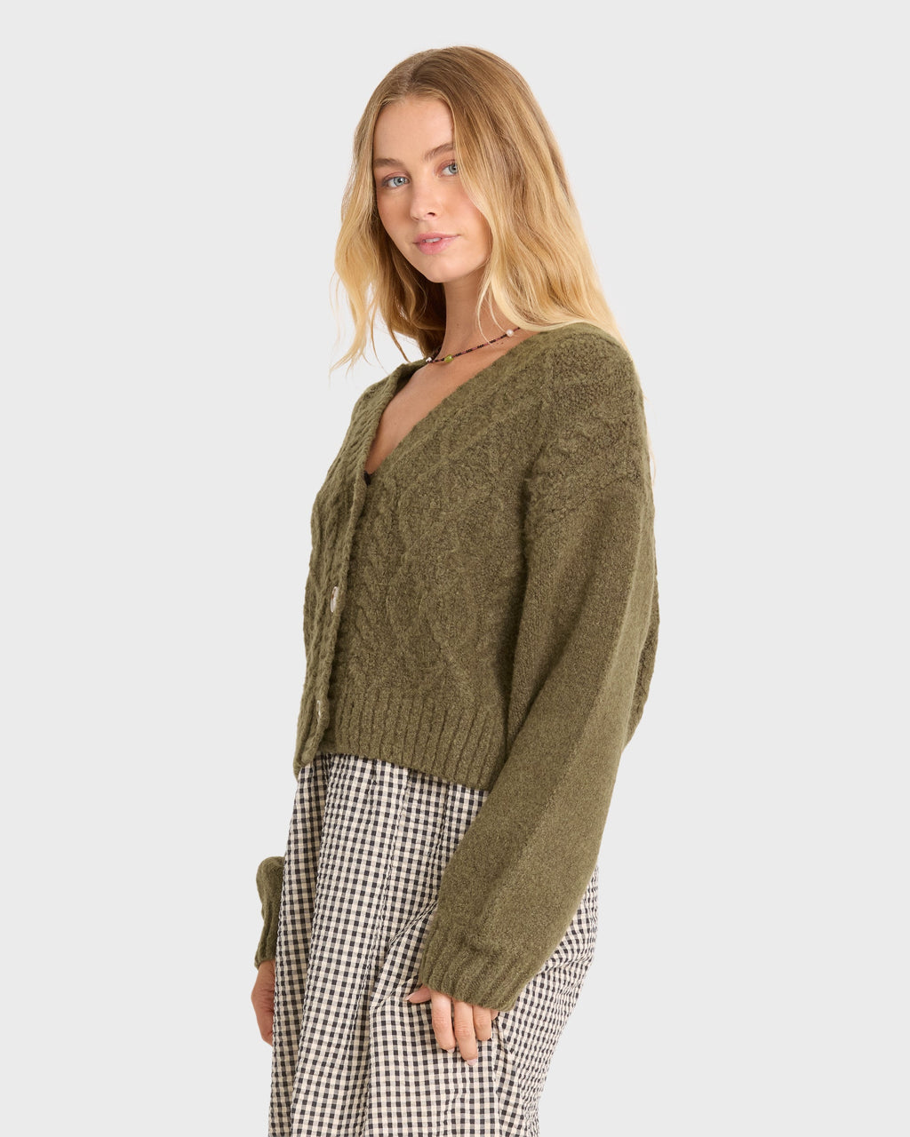 August V-Neck Cardigan Sweater - Canteen