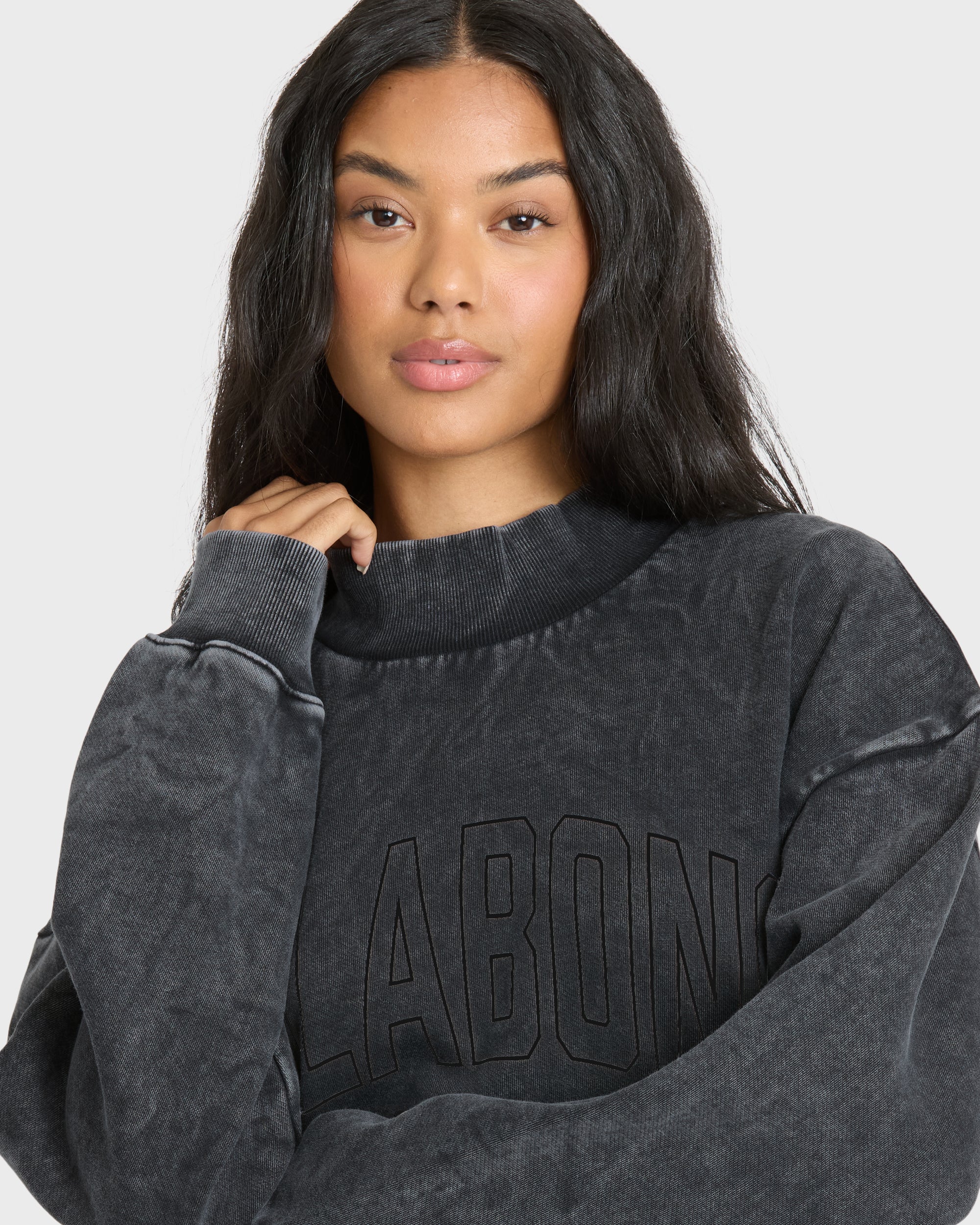 Sun Washed Mock Neck Sweatshirt - Black Sands