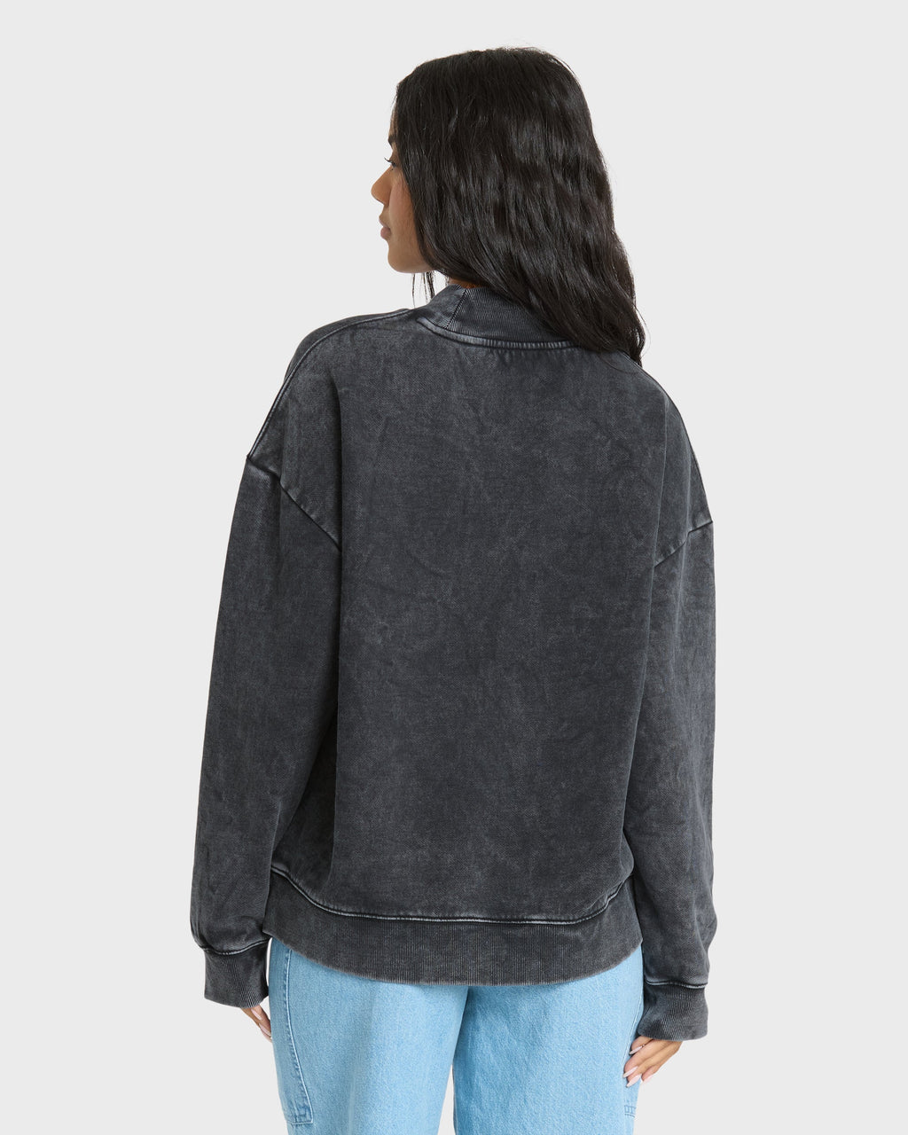 Sun Washed Mock Neck Sweatshirt - Black Sands