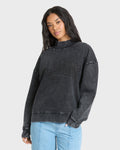 Sun Washed Mock Neck Sweatshirt - Black Sands