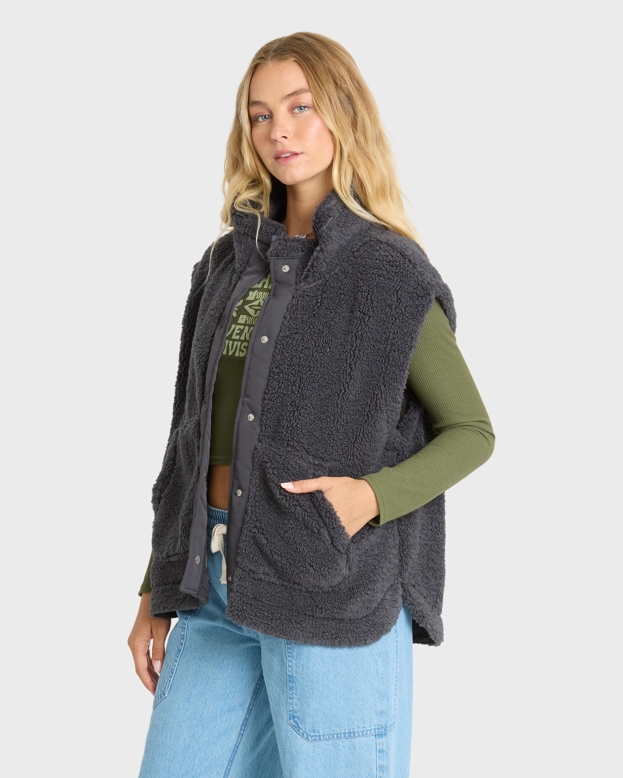 Waver Fleece Vest - Black Sands