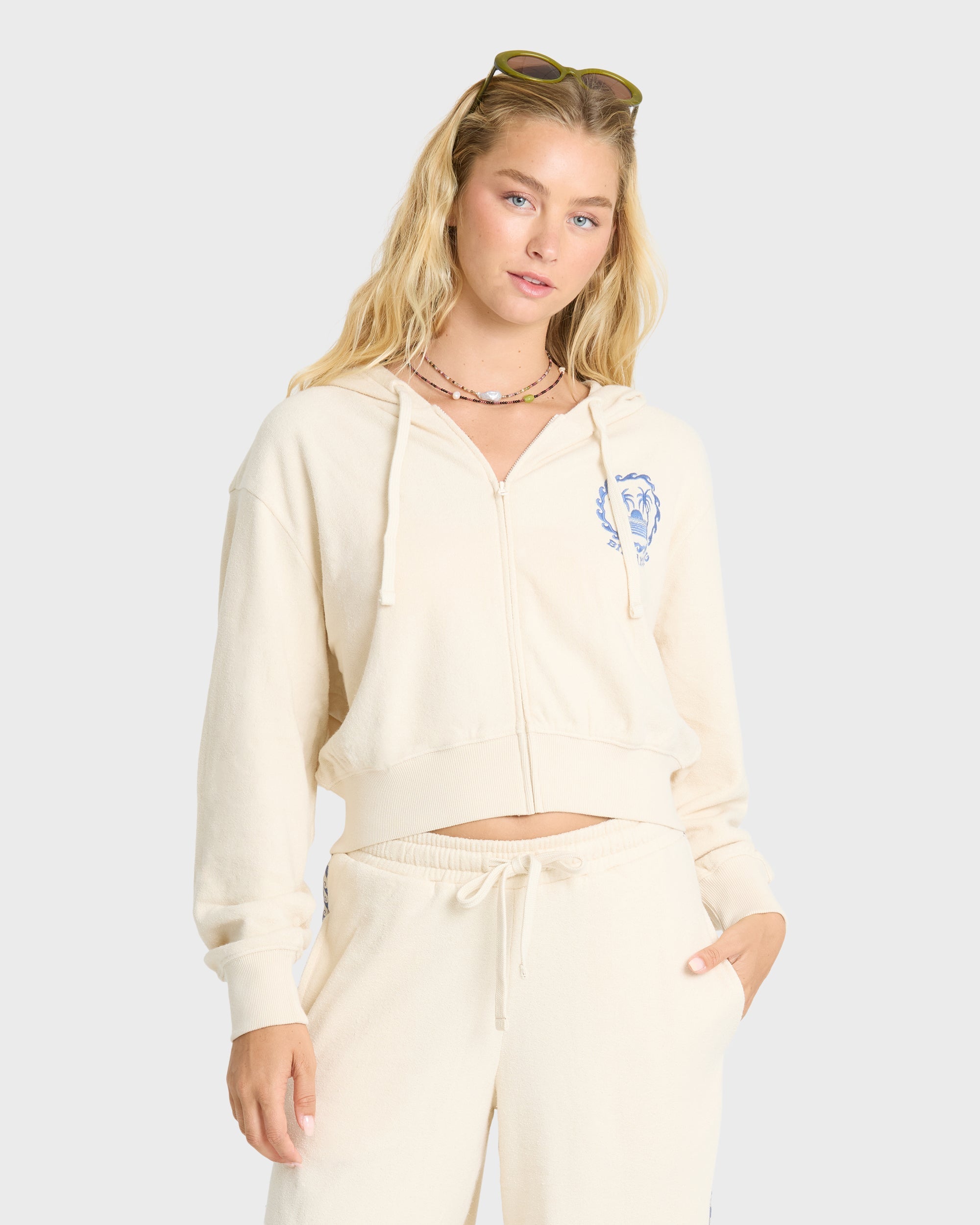 Palm 73 Zip-Up Hoodie - White Cap