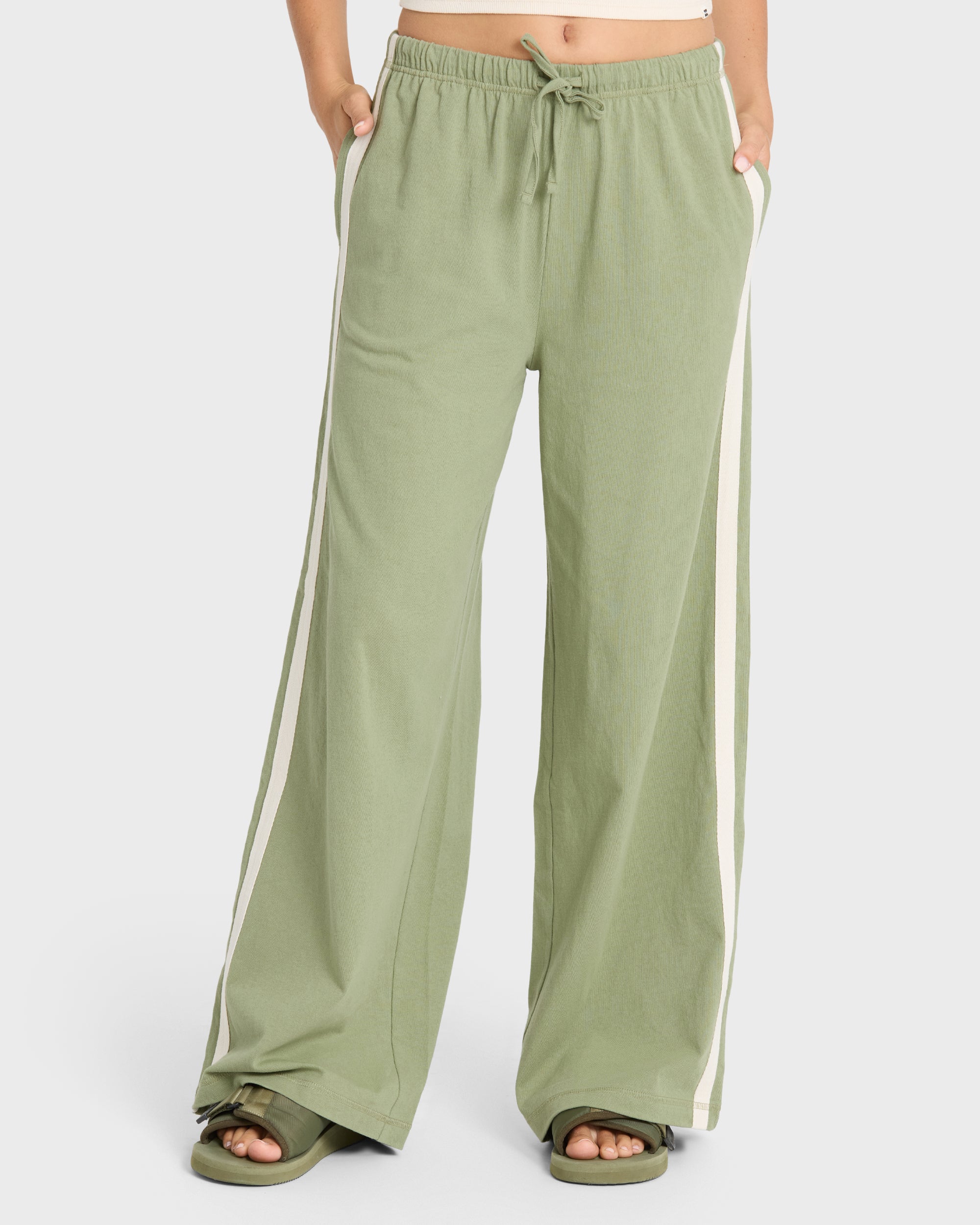 Wave Stamp Knit Pants - Army Green