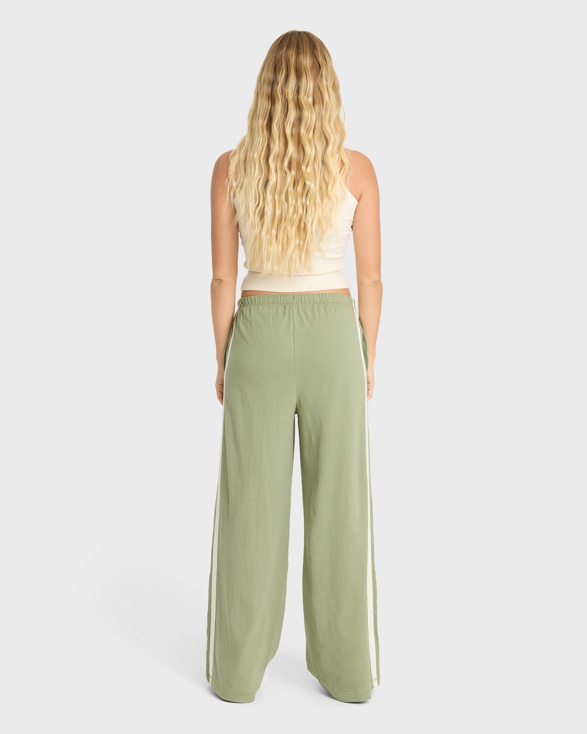 Wave Stamp Knit Pants - Army Green