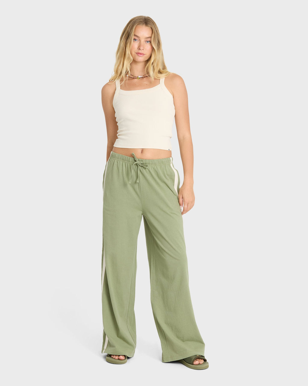 Wave Stamp Knit Pants - Army Green
