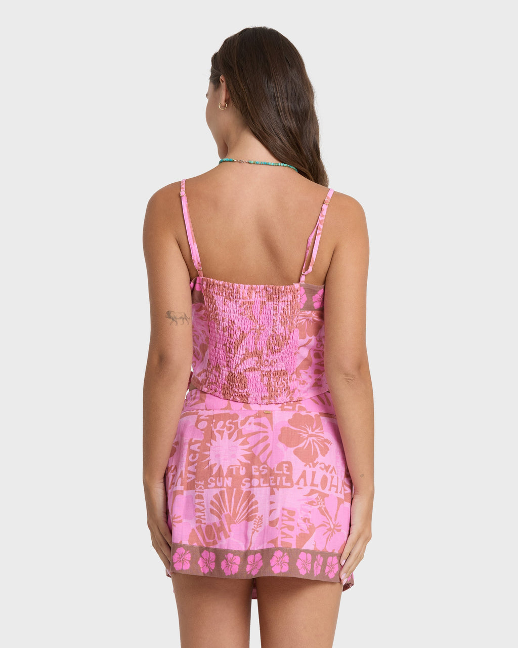 Sun Faded Yarn-Dyed Wrap Mini Skirt - Party Pink