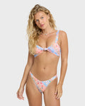 Daisy Chain Scrunch Bandeau Bikini Top - Pale Peach