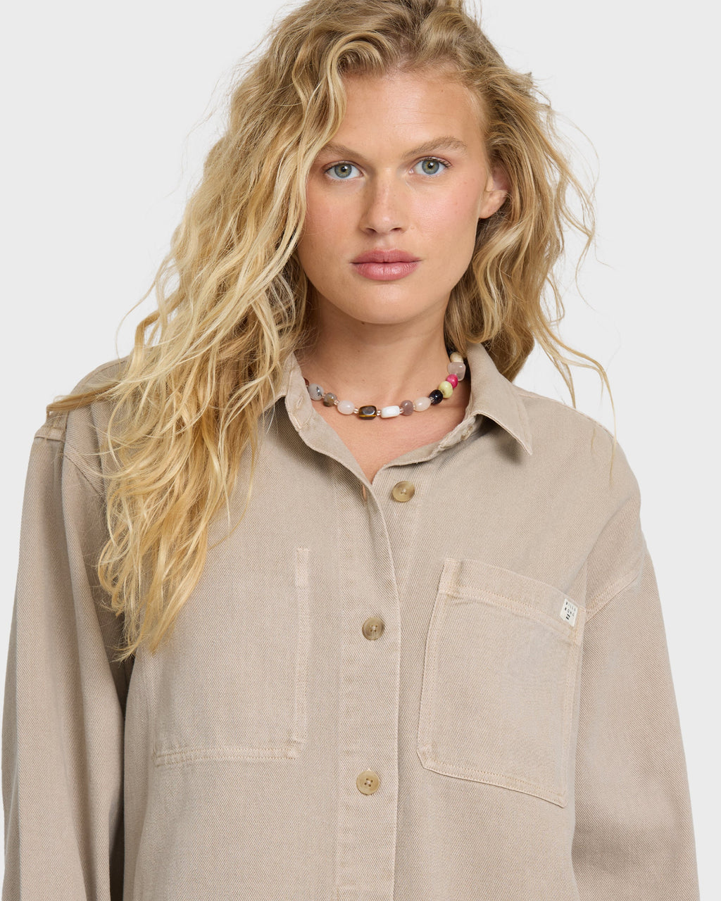 Washed Ashore 2 Long Sleeve Woven Overshirt - Cobblestone