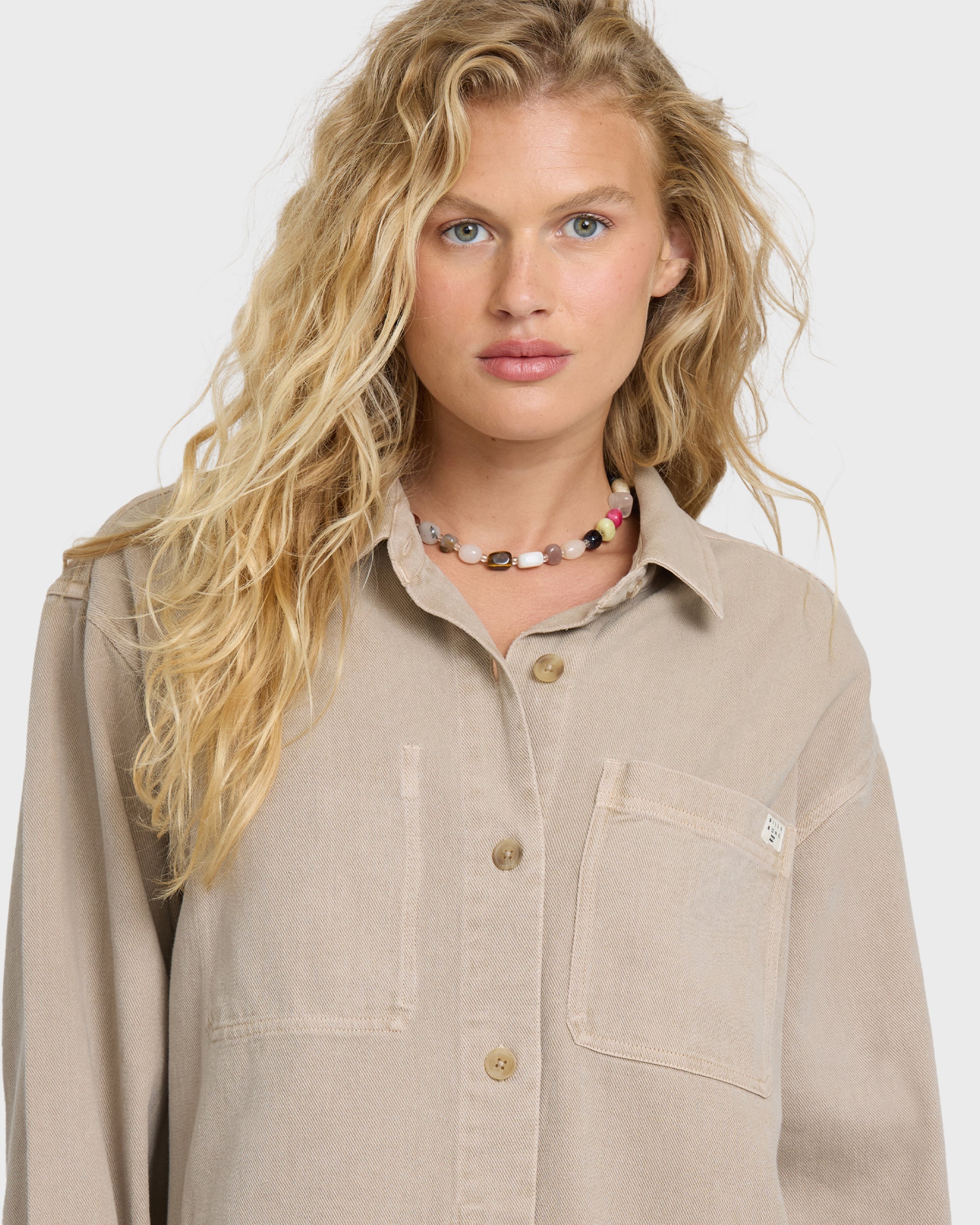 Washed Ashore 2 Long Sleeve Woven Overshirt - Cobblestone