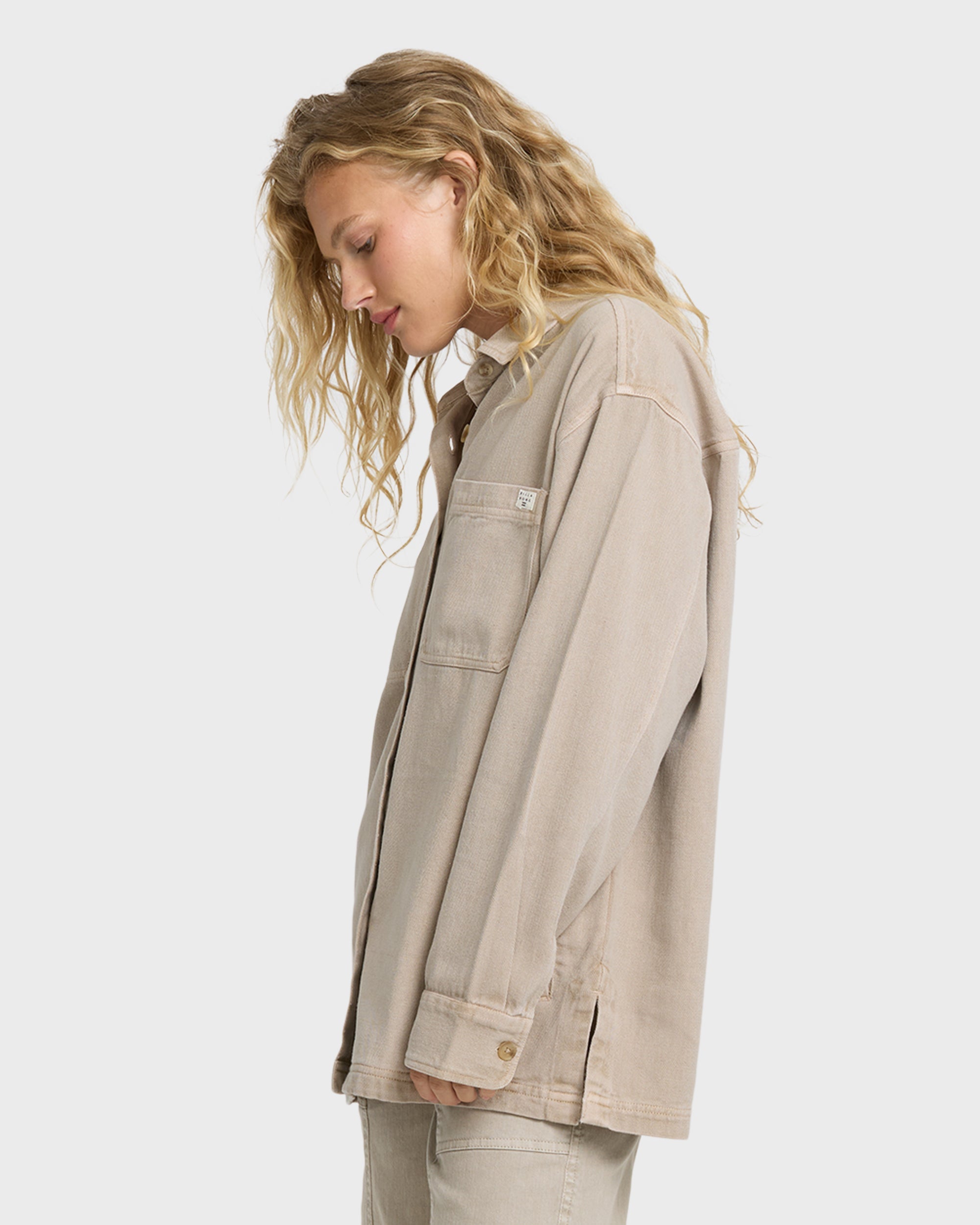 Washed Ashore 2 Long Sleeve Woven Overshirt - Cobblestone