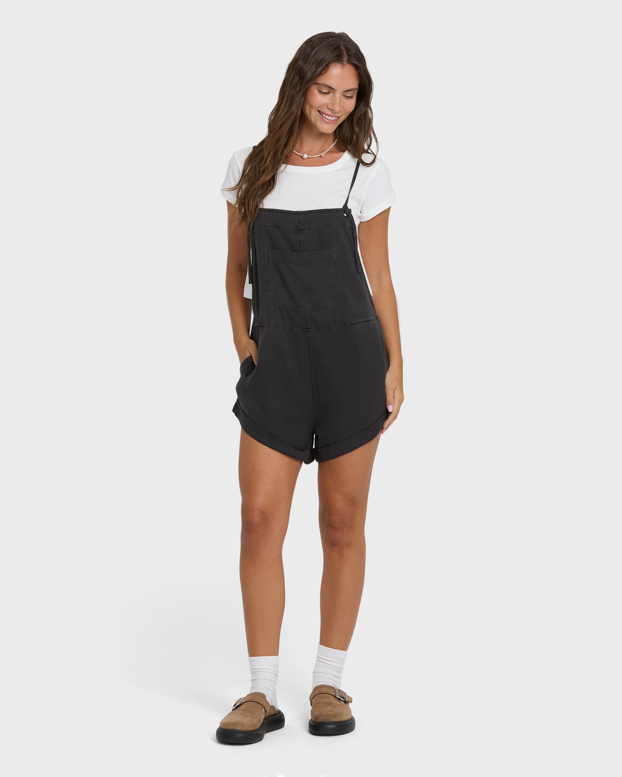 Wild Pursuit Overall Romper - Off Black