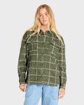 Fadeaway Long Sleeve Corduroy Shacket - Canteen